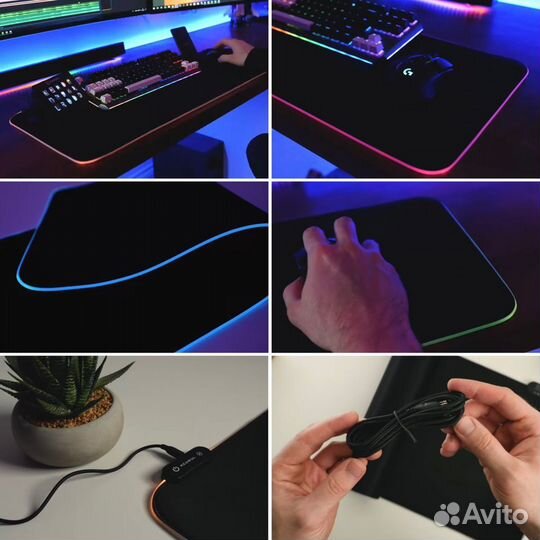 Коврик для мыши и клавиатуры большой LED/RGB