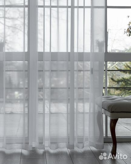 Тюль Вуаль белый готовый на окна пошив