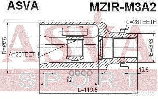 ШРУС внутренний правый 23x43x28 mzir-M3A2 asva