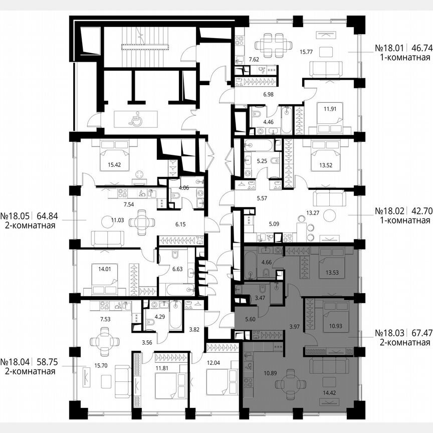 2-к. квартира, 67,5 м², 18/24 эт.