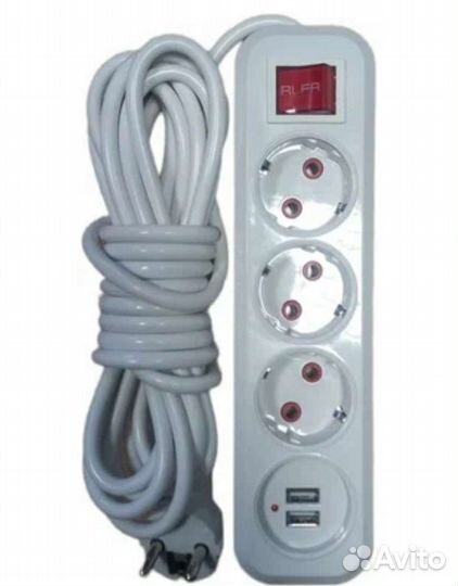 Удлинитель /сетевой фильтр с usb/тройник с usb 5м