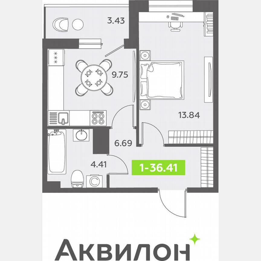1-к. квартира, 37,2 м², 2/13 эт.