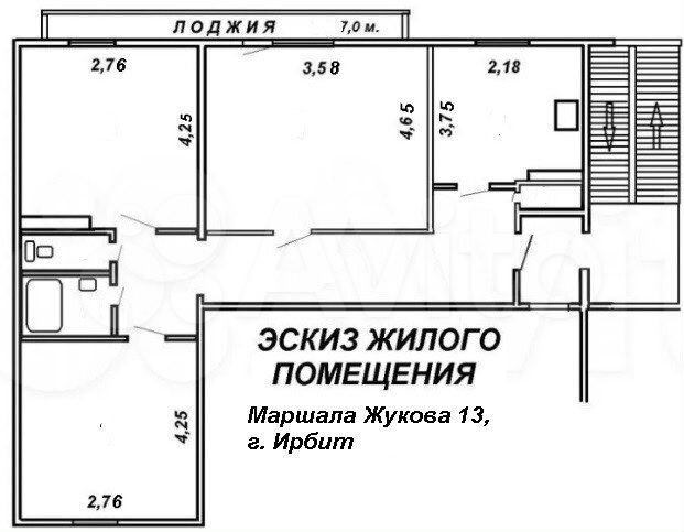 3-к. квартира, 62,2 м², 4/5 эт.