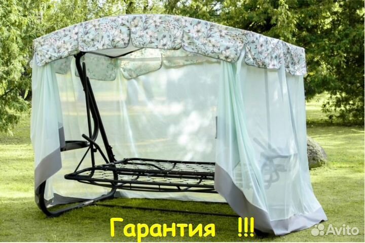 Садовые Качели 3-х местные Турин Премиум flower