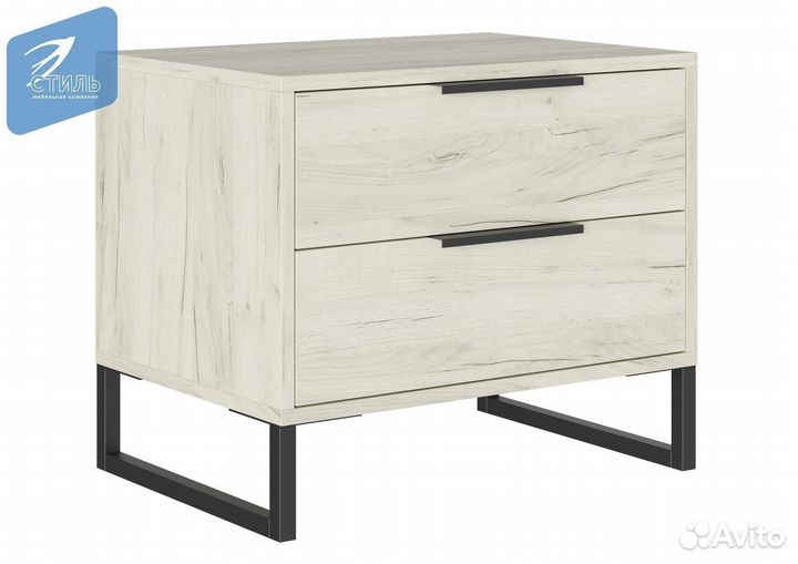 Лофт Тумба прикроватная Дуб Крафт Белый