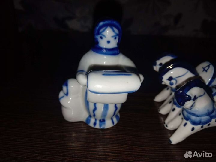 Статуэтки гжель СССР тройка