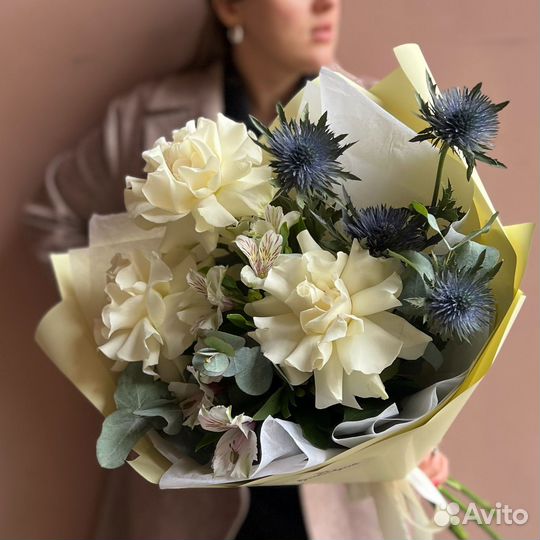 Букет «Мармелад» (французская роза, альстромерия)