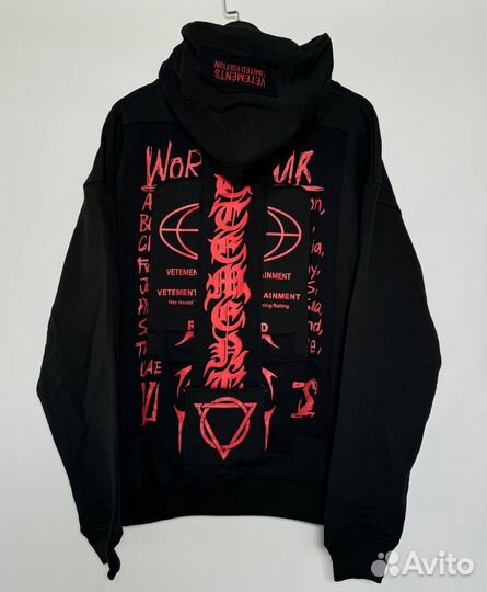 В наличии Vetements Hardcore Red Patch Hoodie