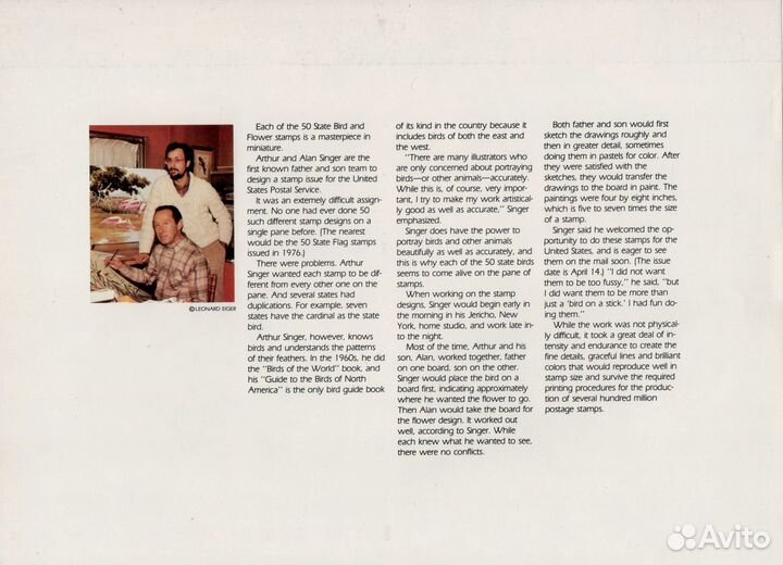 США 1981, Птицы символы штатов Америки. Буклет