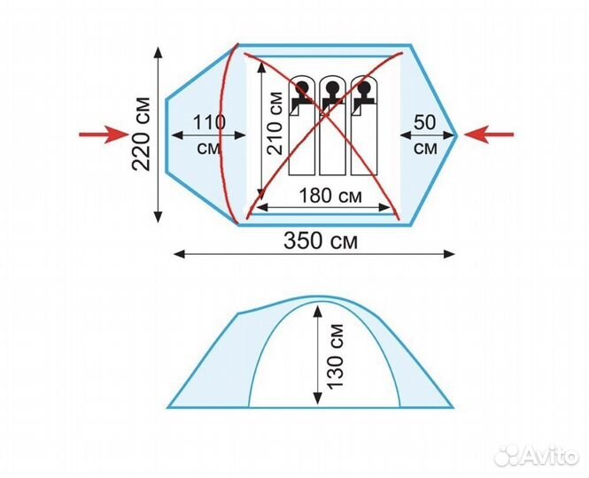 Палатка туристическая 3 х местная