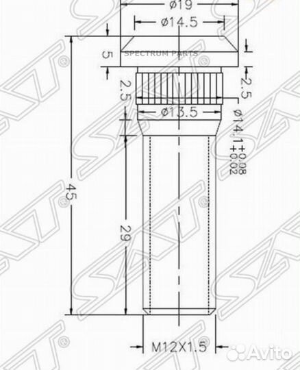 Шпилька колёсная прдн. /toyota/150 prado SAT ST909