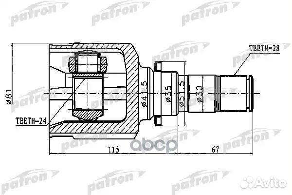 Шрус внутренний левый 28X35X24 mazda 3 BK 03-08