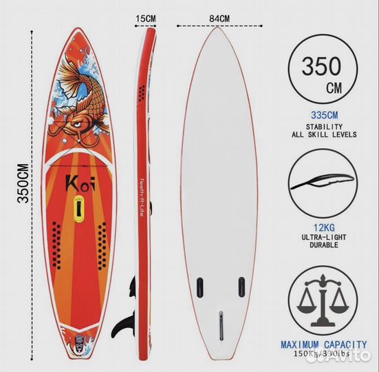 Сап борд (Sup board) FunWater Koi 350*84*15