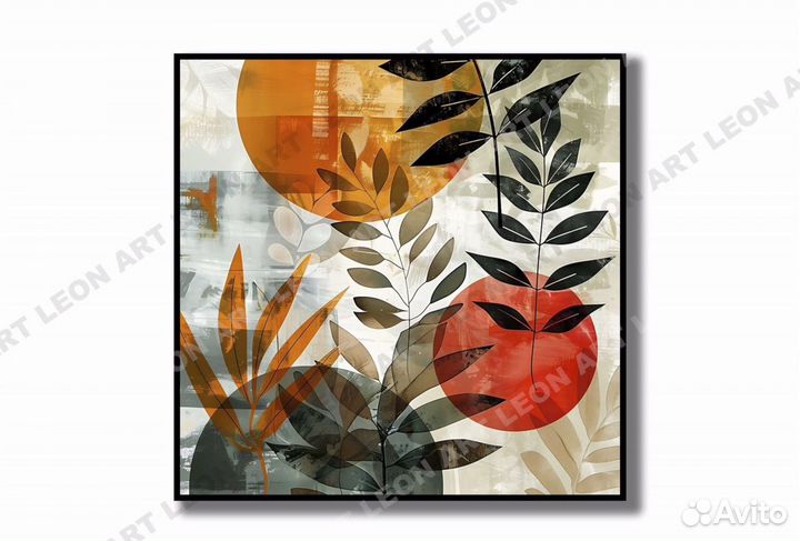 Картина стильная абстракция на хослте в интерьер