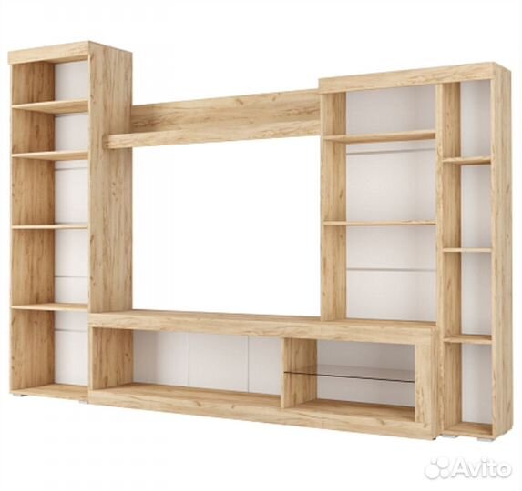 Гостиная бастон Дуб вотан-Белый глянец