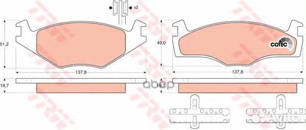 Колодки тормозные дисковые перед GDB454 TRW