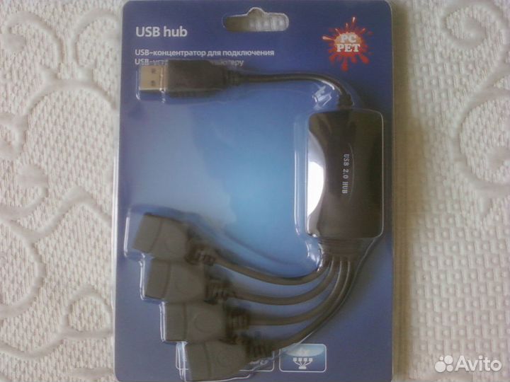 Хаб PC PET 4-port USB2.0 (Splitter) новый