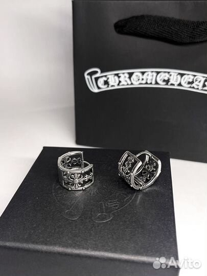 Серьги-колечки Chrome hearts