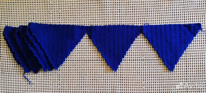 Толстая вязаная кайма большие Треугольники синий