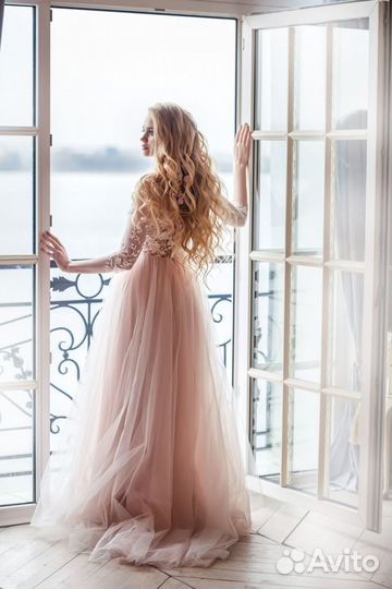 Платье пышное розовое вечернее 42 размер новое