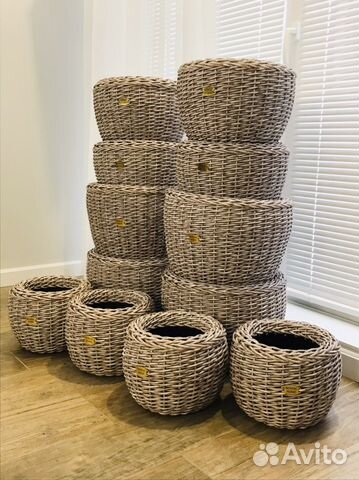 Кашпо из искусственного ротанга набор