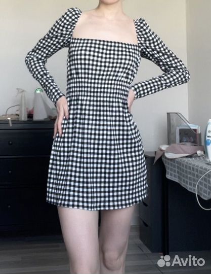 Платье hm мини в клетку
