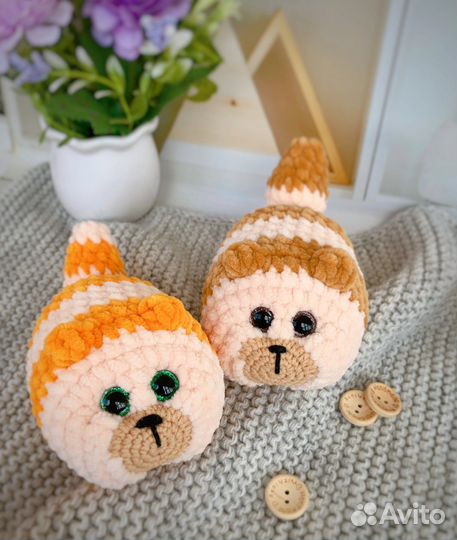 Кот колобок вязаный