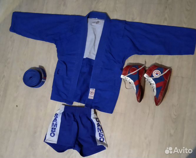 Самбовка детская синяя 130-140см и борцовки