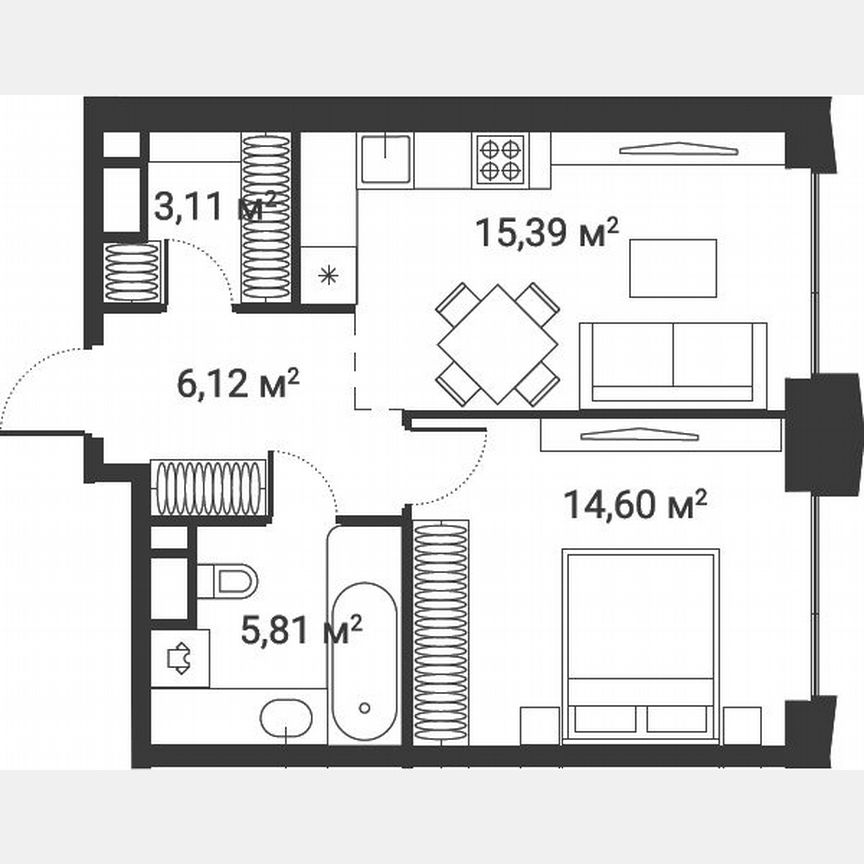 1-к. квартира, 44,9 м², 12/30 эт.