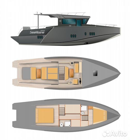 Катер 12 м с 4 каютами и флайбриджем Seamoone1200