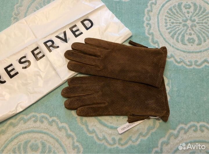 Reserved новые перчатки 7-7,5 р., натуральная замш