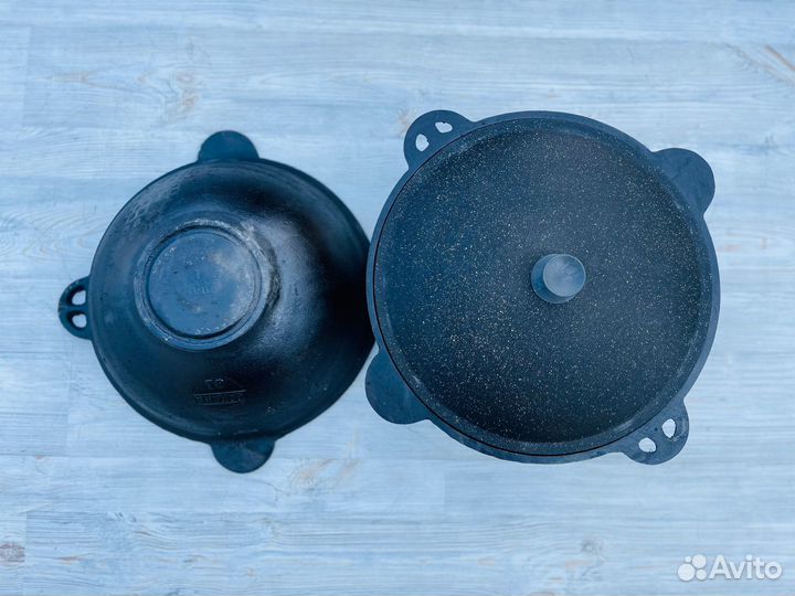 Казан чугунный 8 литров Vip обожжённый с термо