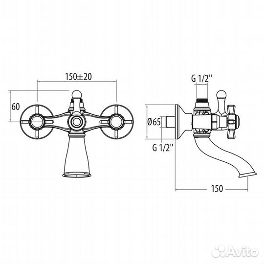 Смеситель для ванны Gattoni London TW1750617V0br