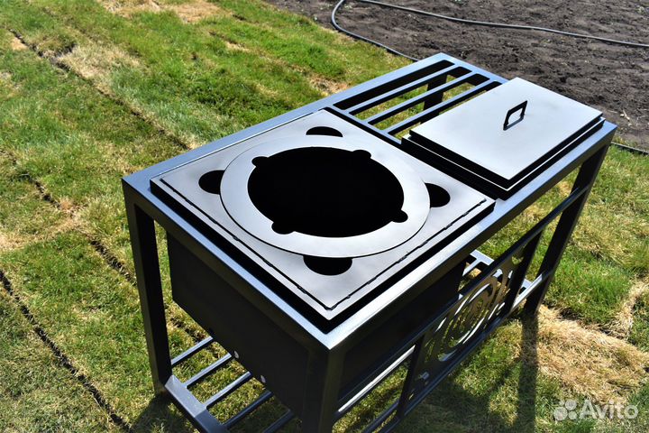 Мангал с большой печью под казан