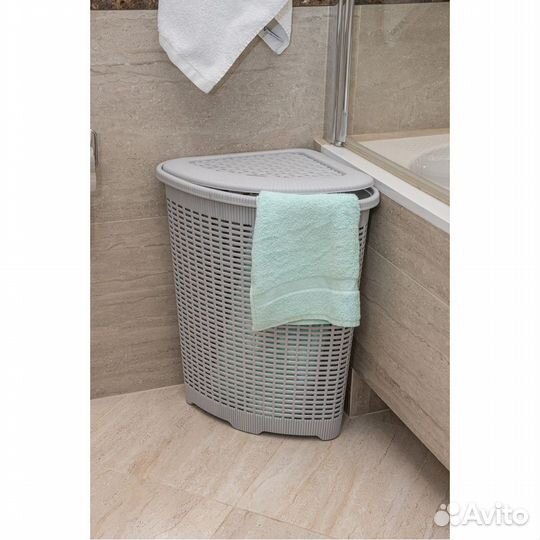 Корзина для белья угловая, 50Л (белая)