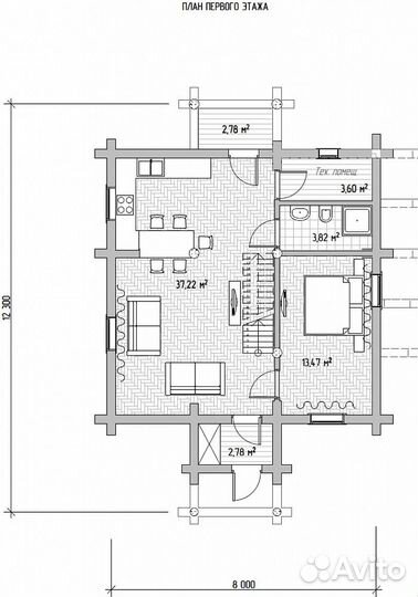 Строительство сруба дома из бревна 8000х12300мм