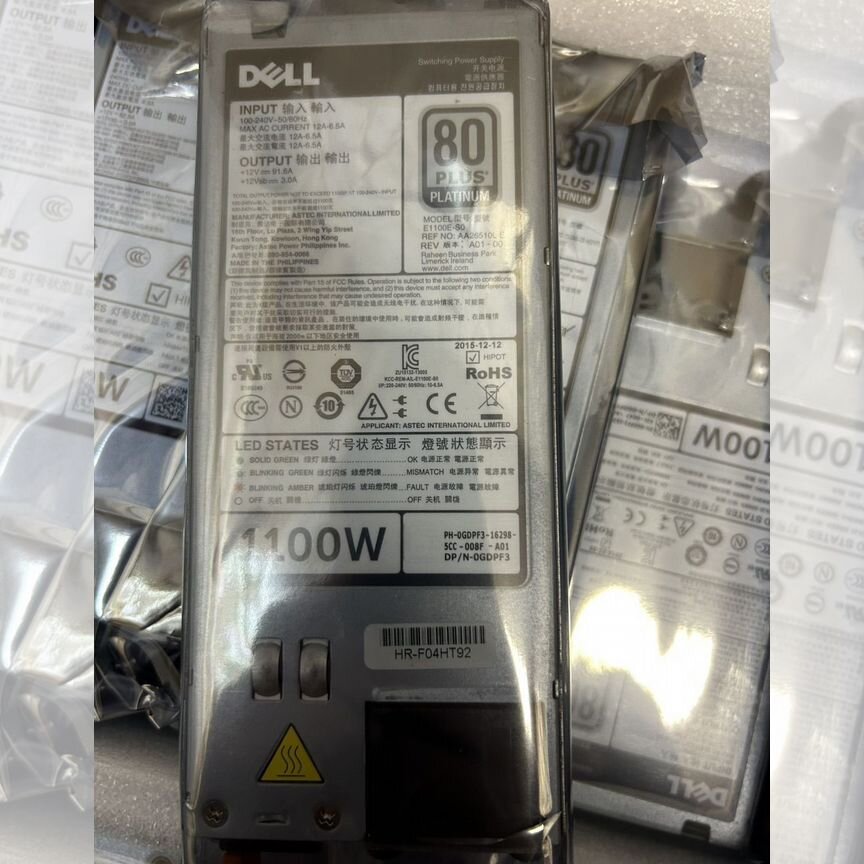 [0GDPF3] Блок Питания Dell 1100w Platinum E1100e-S0