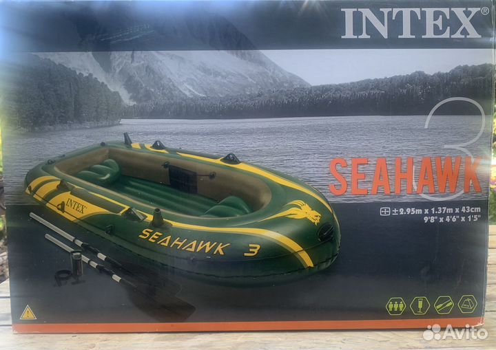 Надувная лодка для рыбалки Intex Seahawk 3