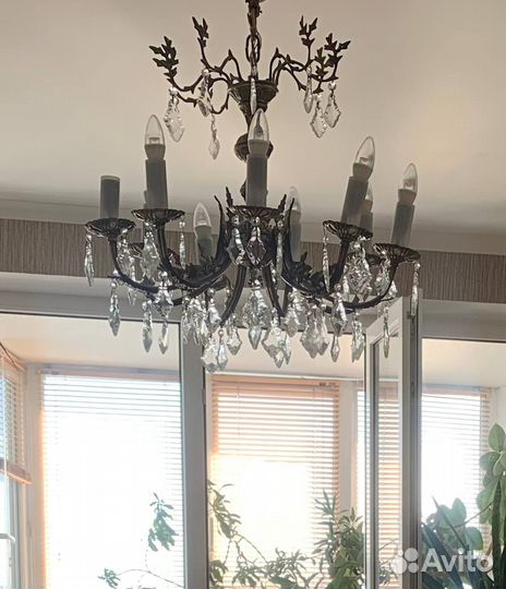 Люстра потолочная, бронзовая, хрустальная СССР