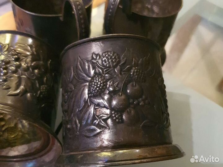 Подстаканник мельхиор с патиной СССР ягоды