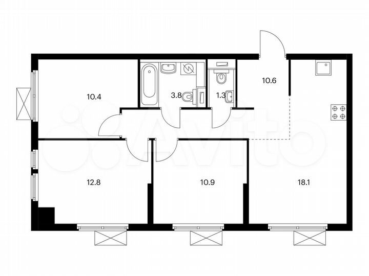3-к. квартира, 67,9 м², 9/25 эт.