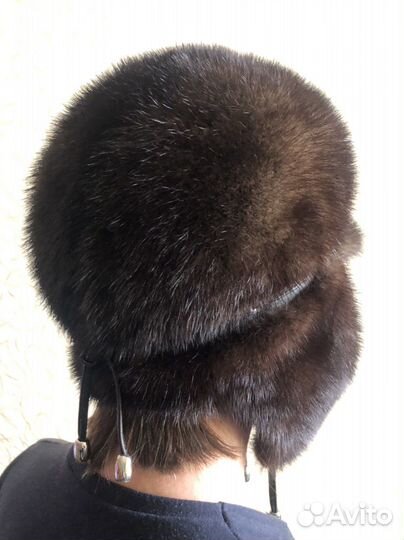 Шапка ушанка норковая женская 56