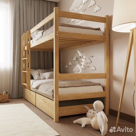 Двухъярусная кровать из массива
