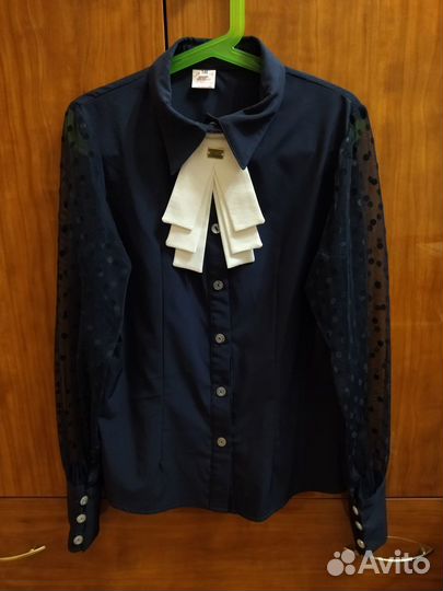 Тёмно-синяя блузка для девочки на рост 140-146