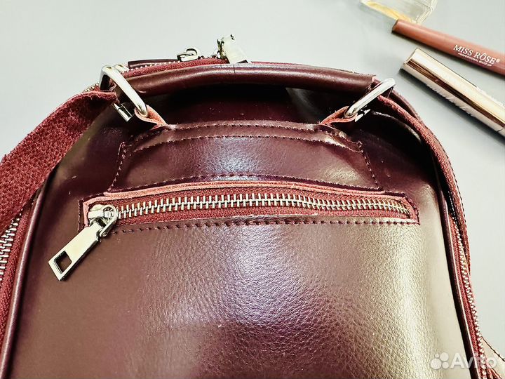 Рюкзак женский кожаный бордовый