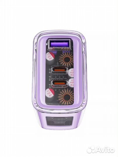 Сзу acefast A45 PD65W фиолетовый GaN (2*USB-C+USB