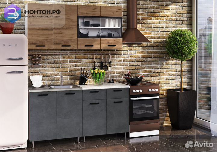 Кухня Рио 1.6 м дуб крафт / бетон темный