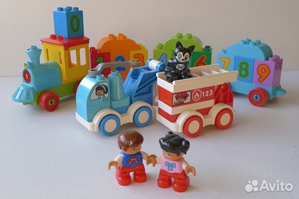 Lego Duplo 3 машинки и 10847 поезд с цифрами
