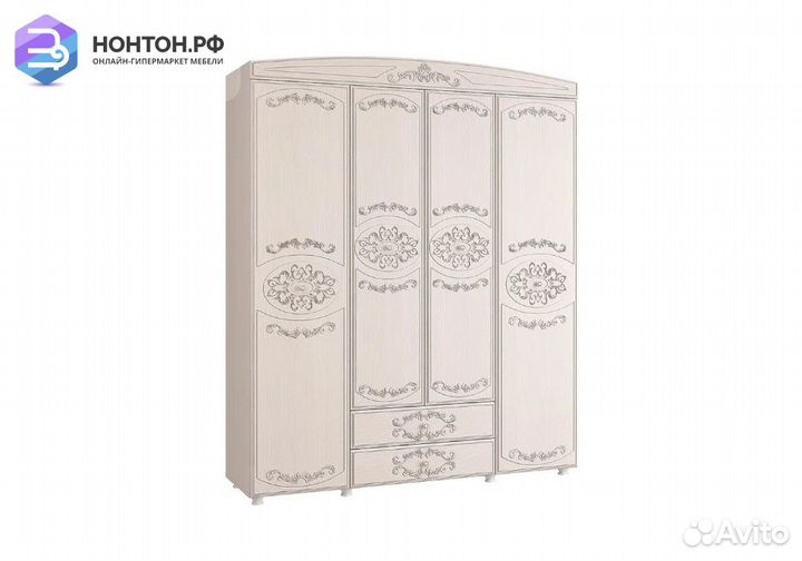Шкаф 4-дверный Каролина вудлайн кремовый / сандал