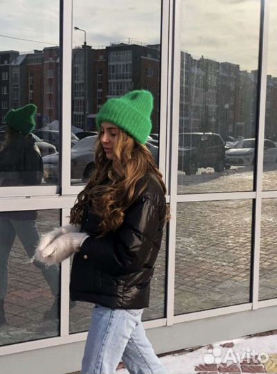 Шапка и варежки из пуха норки,мохера и мериноса